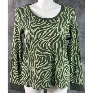Denim & Co / D & Co Green Scoop Neck L/S Waffle Weave Scoop Neck sz XL (00000)